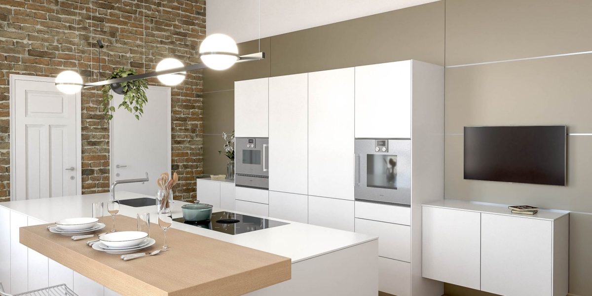 bulthaup b3 Küche in Aluminium Sandbeige